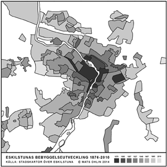 Eskilstunas bebyggelseutveckling 1876-2010 Bild: Mats Ohlin