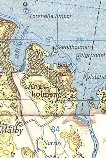 Karta över Ängsholmen, 1960-tal.